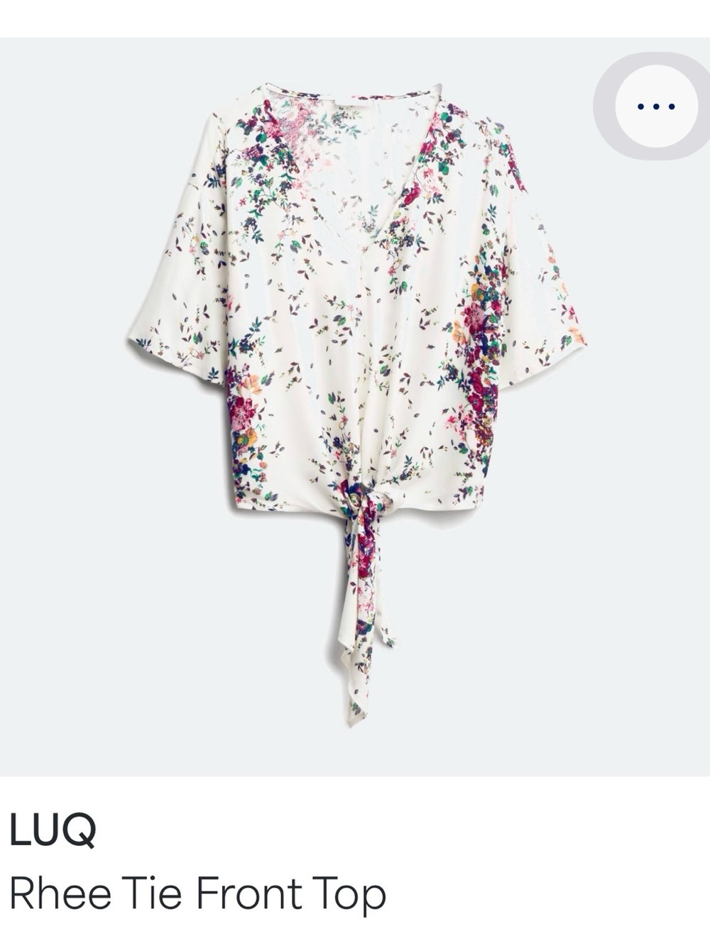 LUQ Rhee Tie-Front Blouse — White Floral